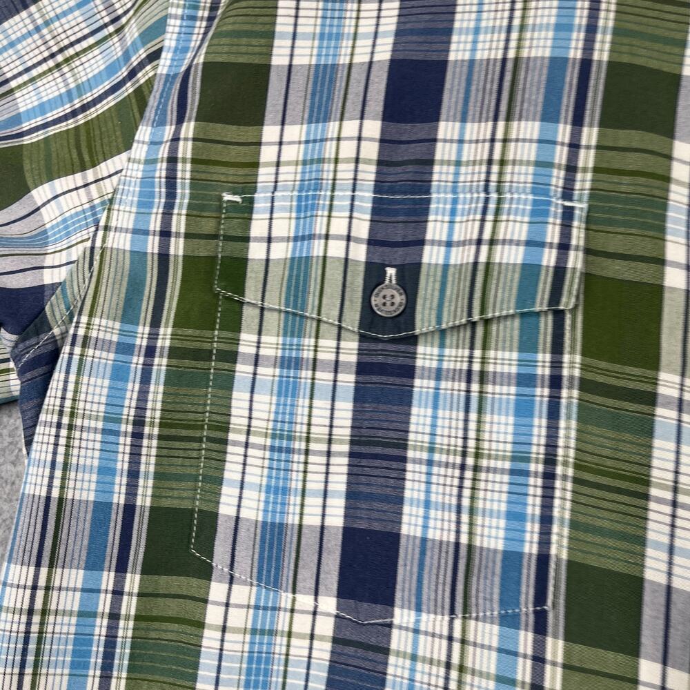 Quiksilver Plaid Shirt Green Blue Pocket beach Casual Button Up Short Sleeve L - Picture 3 of 9